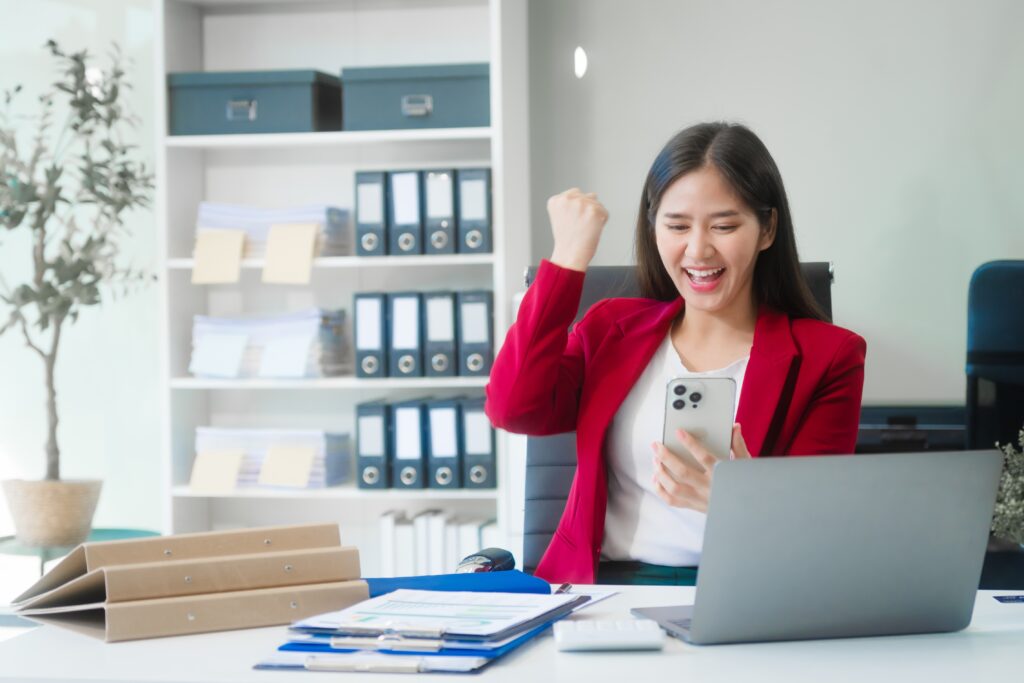 young professional successful in her lead generation strategies